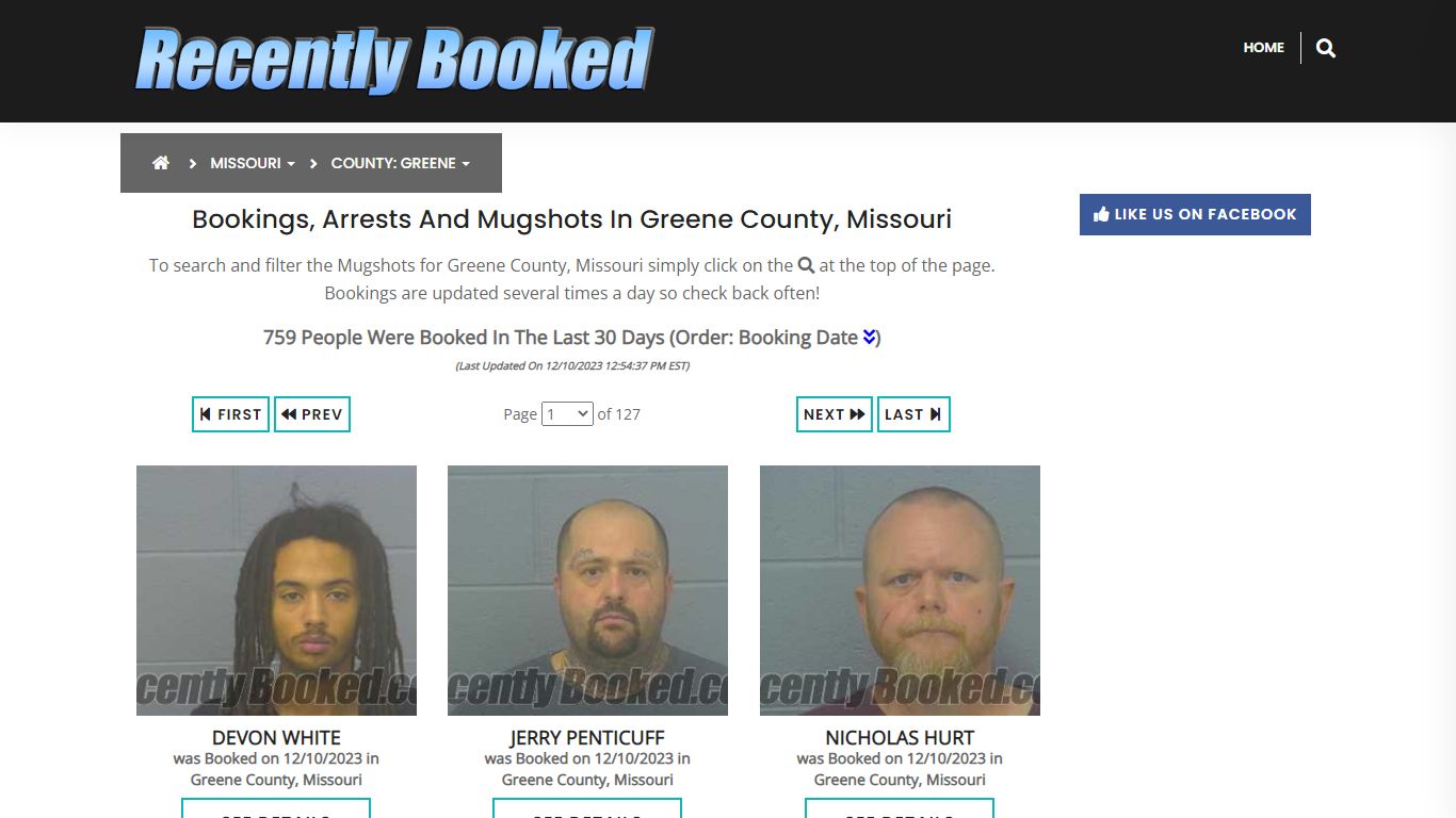 Recent bookings, Arrests, Mugshots in Greene County, Missouri